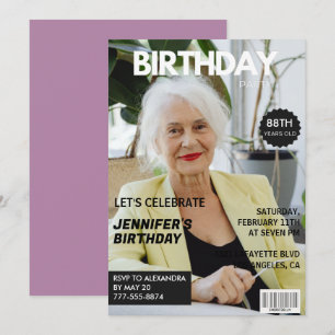 Invitation Magazine de photos stylé et drôle 88e anniversaire