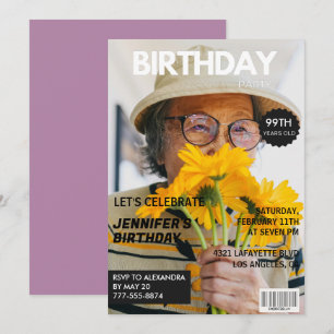 Invitation Magazine de photos stylé et drôle 99e anniversaire