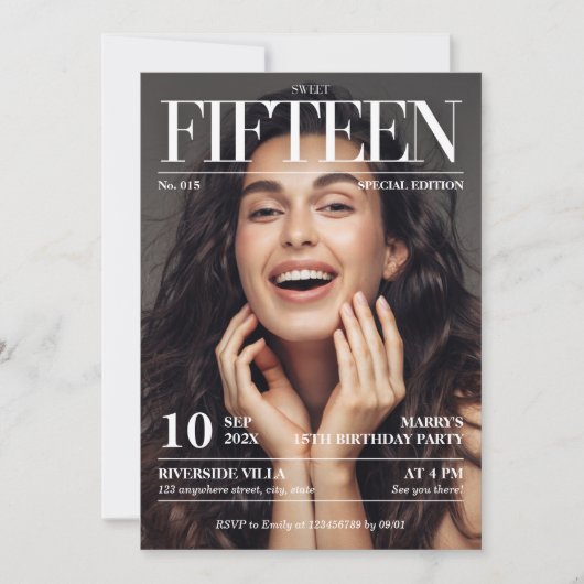 Invitation Magazine Editorial Journal Sweet 15 Photo (Devant)