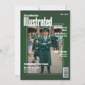 Invitation Magazine Four Photo Green Graduation Announcement (Devant)