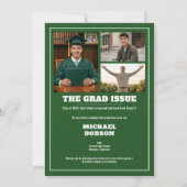 Invitation Magazine Four Photo Green Graduation Announcement (Dos)