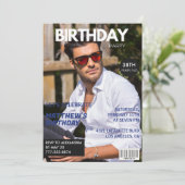 Invitation Magazine Marine bleu Photo Funny 38e anniversaire (Debout devant)