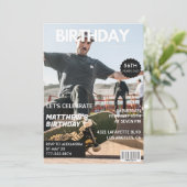 Invitation Magazine Marine bleu Photo Funny 56e anniversaire (Debout devant)