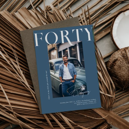 Invitation Magazine moderne et élégant | Photo du 40e anniver