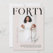 Invitation Magazine moderne et élégant | Photo du 40e anniver (Devant)