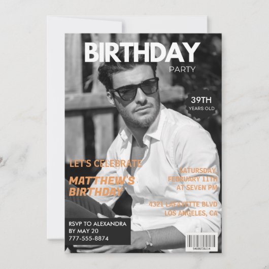 Invitation Magazine noir et blanc Editorial 39e anniversaire (Devant)