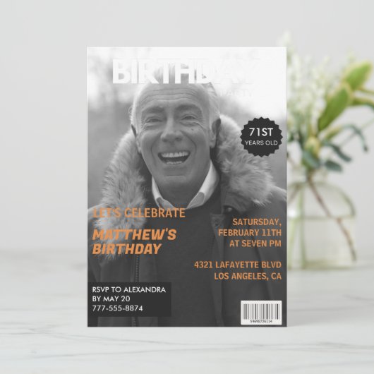 Invitation Magazine noir et blanc Editorial 71e anniversaire (Debout devant)