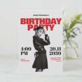 Invitation Magazine photo minimaliste moderne anniversaire (Debout devant)