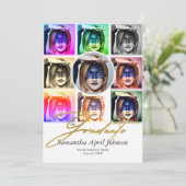 Invitation Magazine Pop Art Retro Diptych Graduation Photo (Debout devant)