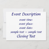 Invitation Magen Lavan (Étoile blanche) (Dos)