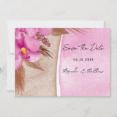 Invitation Magenta Aquarelle Orchidées Enregistrer La Date (Devant)