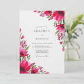 Invitation Magenta Artistic Bloom Wedding (Debout devant)