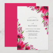 Invitation Magenta Artistic Bloom Wedding (Devant / Derrière)