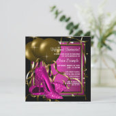Invitation Magenta Black Gold Chaussure talon fête d'annivers (Debout devant)