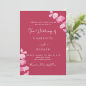 Invitation Magenta blanc eucalyptus luxe mariage (Debout devant)