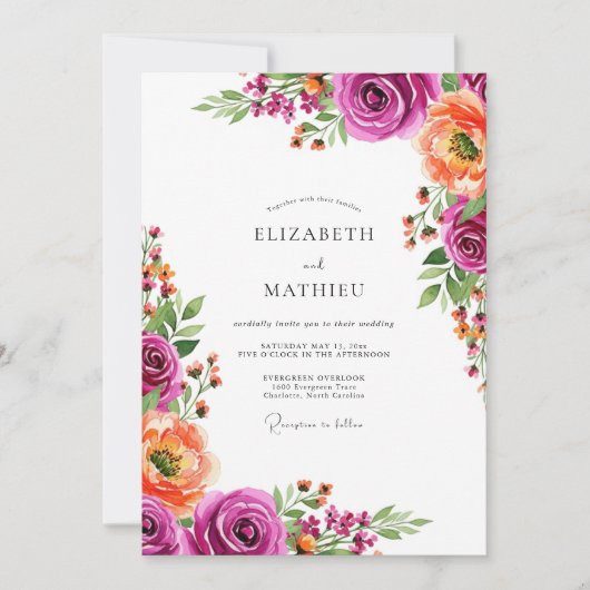 Invitation Magenta Bloom Botanical Wedding (Devant)