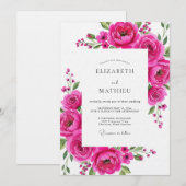 Invitation Magenta Bloom Flourish Wedding (Devant / Derrière)