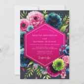 Invitation Magenta Bloom Moody Wedding (Devant)