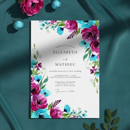Invitation Magenta Bloom Splash Wedding