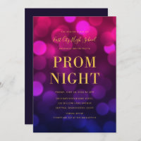 Magenta Blue Bokeh Lights Gold High School Prom