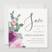 Invitation Magenta Blush Pink Floral Over Ivory Save The Date (Devant)