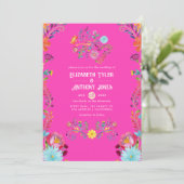 Invitation Magenta & Champagne Floral Mexican Fiesta Wedding (Debout devant)