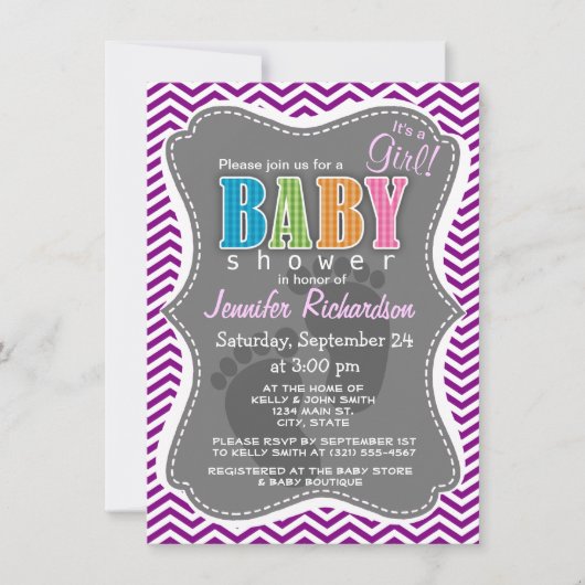 Invitation Magenta Chevron foncé (Devant)