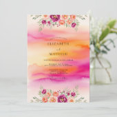 Invitation Magenta Dazzling Tropical Sunset Wedding (Debout devant)