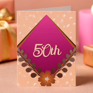 Invitation Magenta Diamant avec Feuilles Anniversaire  I