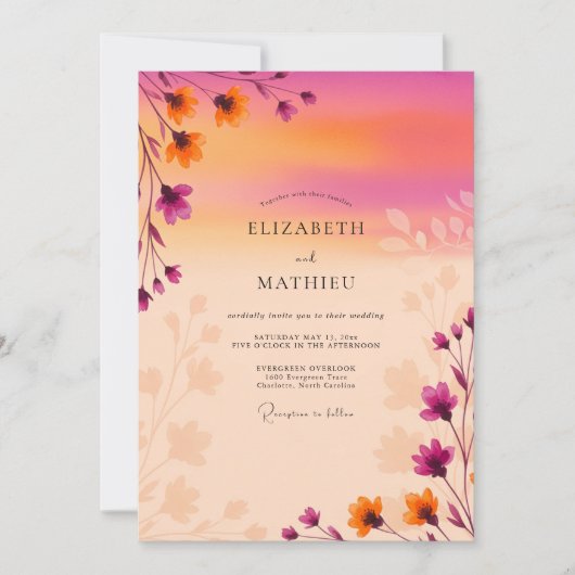 Invitation Magenta Dreamy Sunset Wedding (Devant)