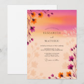 Invitation Magenta Dreamy Sunset Wedding (Devant / Derrière)