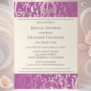 Invitation Magenta Elegant Flourish Fête des mariées Invitati