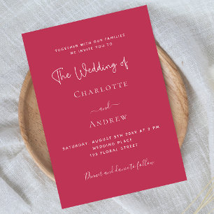 Invitation Magenta élégant script mariage de luxe