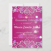 Invitation Magenta Et Argent Élégant Chimmery Quinceañera (Devant)