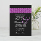 Invitation Magenta et Black Mariage damassé (Debout devant)