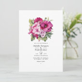 Invitation Magenta et Mariage de automne floral Sage (Debout devant)