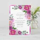 Invitation Magenta Ethereal Bloom Wedding (Debout devant)