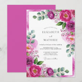 Invitation Magenta Ethereal Bloom Wedding (Devant / Derrière)