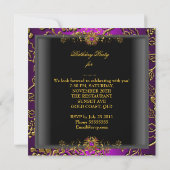 Invitation Magenta fête d'anniversaire Damask Purple Pink Gol (Dos)