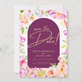 Invitation Magenta Floral Mariage (Devant)