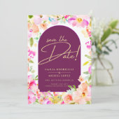 Invitation Magenta Floral Mariage (Debout devant)