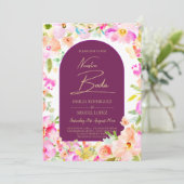 Invitation Magenta Floral Mariage (Debout devant)