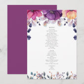 Invitation Magenta Floral Menu (Devant / Derrière)