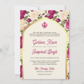 Invitation Magenta Floral Punjabi Anand Karaj Sikh Mariage (Dos)