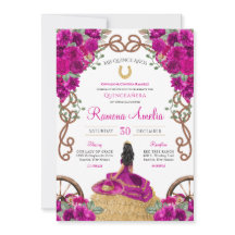 Magenta Fuchsia Hot rose Floral Charro Quinceañera