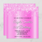 Invitation Magenta Glitter Drips Shimmer Ombre Drop Shadow (Devant / Derrière)