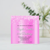 Invitation Magenta Glitter Drips Shimmer Ombre Drop Shadow (Debout devant)