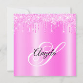 Invitation Magenta Glitter Drips Shimmer Ombre Drop Shadow (Dos)