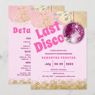 Invitation Magenta Gold Dernier Disco Rétro Glam Bachelorette