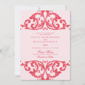 Invitation Magenta Hot rose Baroque Chic Funky Mariage (Devant)